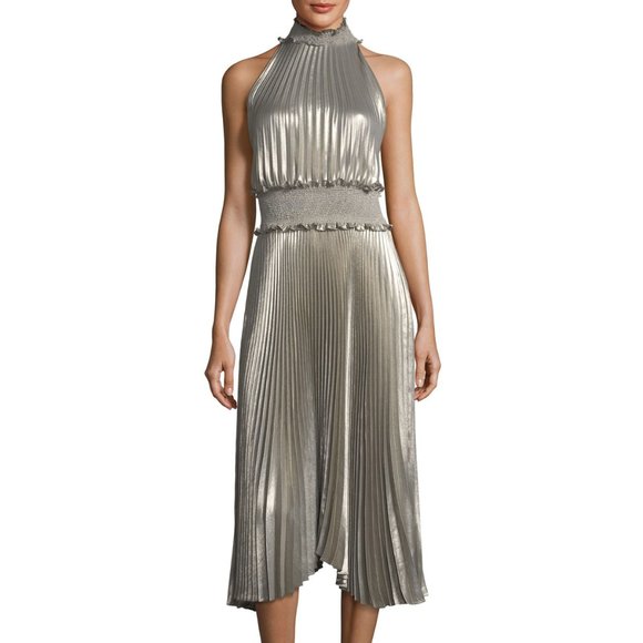 A.L.C. Dresses & Skirts - A.L.C. Metallic Pleated High Neck Dress